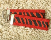 CLEARANCE SALE Red & Black Zebra Print Keychain Key Fob - SugarKitty