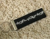 CLEARANCE SALE Black & Silver Tribal Print Keychain Key Fob - SugarKitty