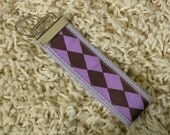 CLEARANCE SALE Purple & Brown Harlequin Diamonds Keychain Key Fob - SugarKitty