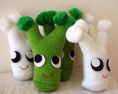 Broccoli and Cauliflower plush food with face