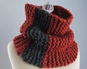 The Colorblock Cowl - Handknit Chunky Neckwarmer - Rust and Steel