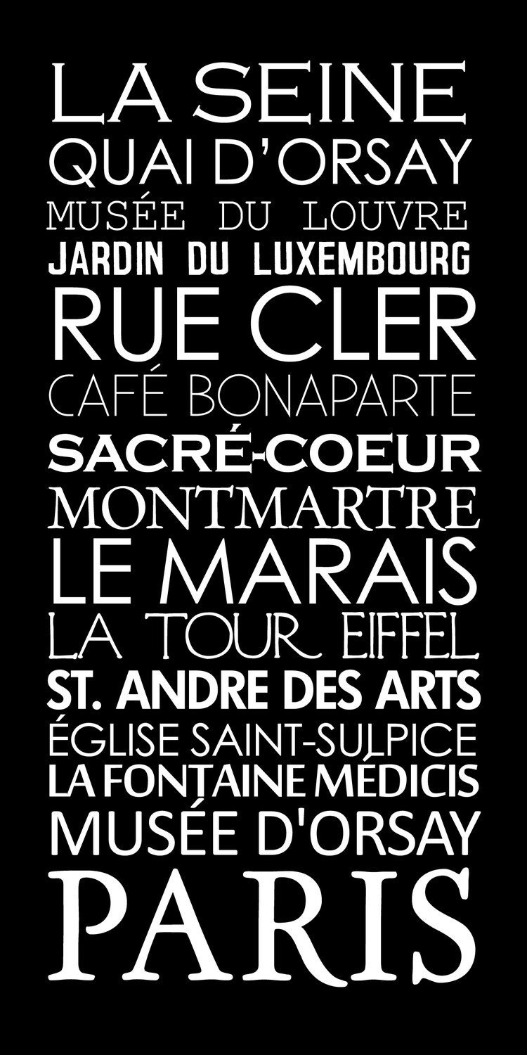 Paris French Bus Roll SUBWAY Sign Art STOCK Destination roll 10x20 inch Canvas Ready to Hang