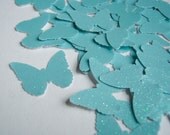 Light Blue Glitter Butterflies- set of 100