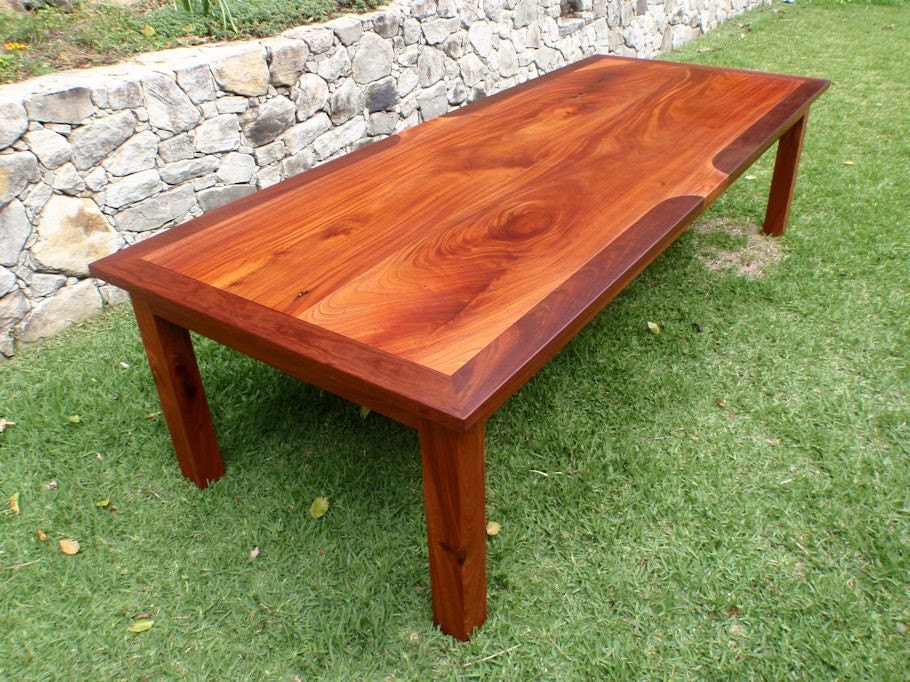 Rustic Dining Table of Solid Australian Red Cedar with Jarrah Edging