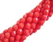 opaque red 4mm fire polish czech glass bead strand GB036