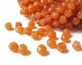 1 strand milky caramel opaque czech glass melon beads, 5mm
