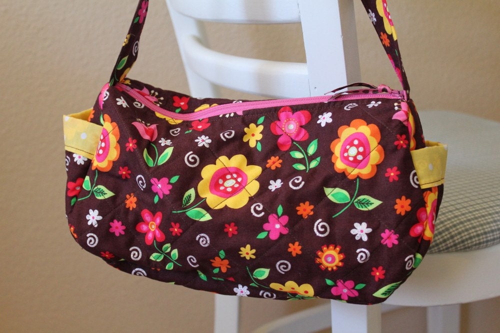 Clearance The HALEY Brown and Floral mini purse