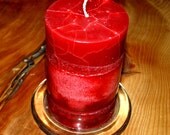 Green Red or White Pillar Candle Four Inches Tall