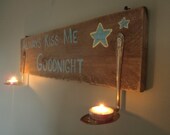Always Kiss Me Goodnight - Reclaimed Wood - Salvaged Spoons Candle Holder