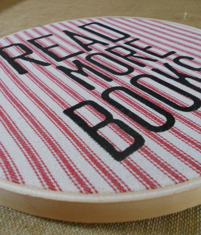 Read More Books Embroidery Hoop Wall Art
