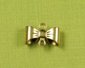 12 Antique Gold Bow Small 2 Ring Connector Jewelry Finding 604