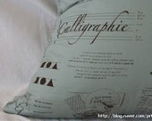 French Class Theme Illustrated Cotton PIllow Case(Cover, Slip) - Mint Green