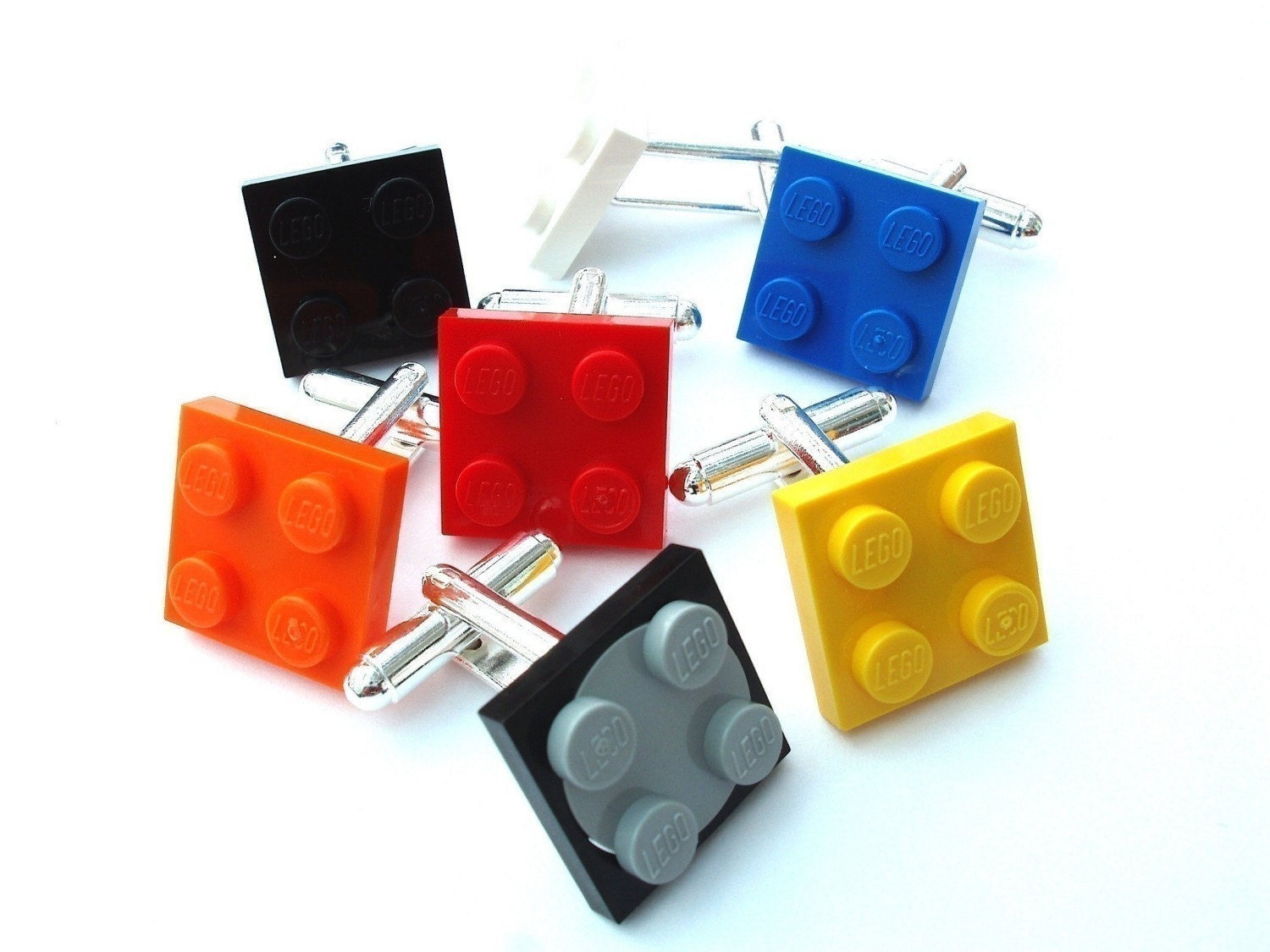 Pick your fav colour silver plated Cufflinks - Handmade with LEGO(r) Plates