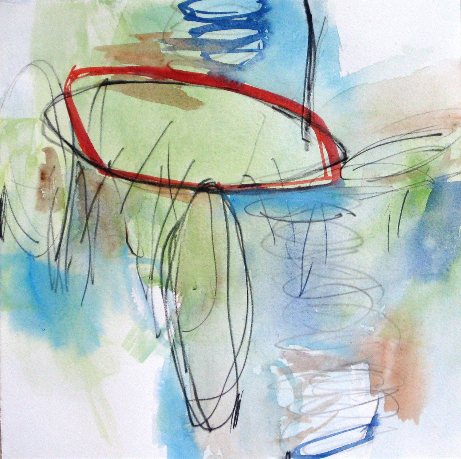 Vibrant Original Abstract Watercolor Painting by Julia Rymer Brucker