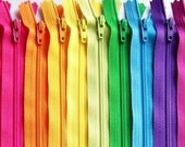 12 Inch BRIGHTS ykk zipper sampler pack 10 pcs cherry red orange sunshine yellow apple green blue purple magenta