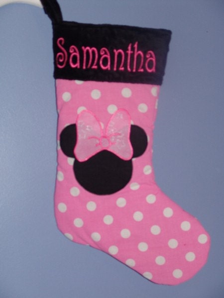 Minnie Appliqued Pink Christmas Stocking Free Personalization Ready to Ship