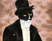 I Love Mr Darcy Tuxedo Cat Art, Cat Dressed in Regency Clothes 5x7 Fine Art Print