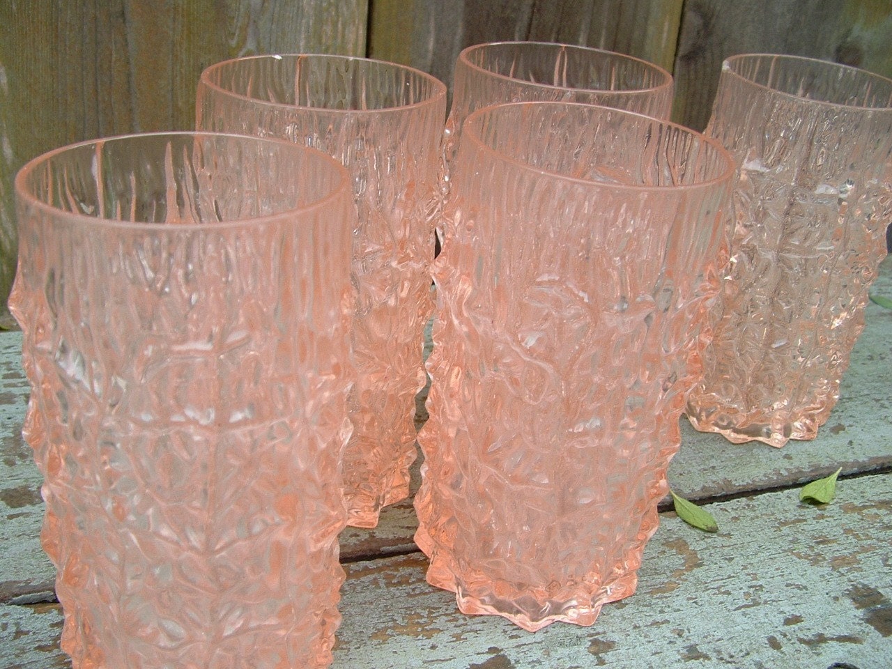 Vintage 60s Pink Hard Plastic Tall Glasses