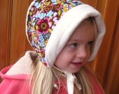 Organic Fleece andVelveteen Winter Bonnet size 3 to 5 years READY TO SHIP