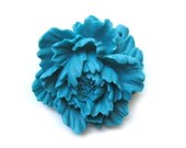 beautiful peacock blue large peony pendant PPEN009-47mm-TEAL