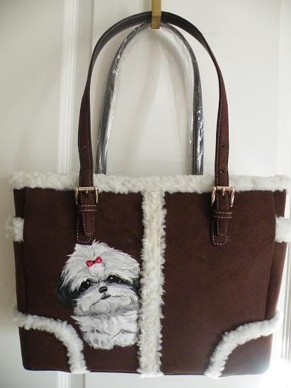Custom Shih Tzu Hand Painted Handbag