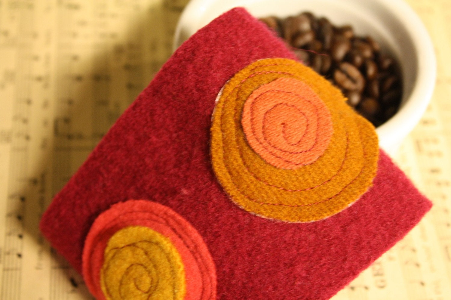 Wool Coffee Cozy-ThE DoTtY cOzY-CuFf- eCo FriEndLy WoOL cOLLeCtiOn