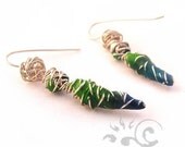 Petite Demoiselle Earrings - green polymer clay