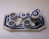 Blue and white toy tea set