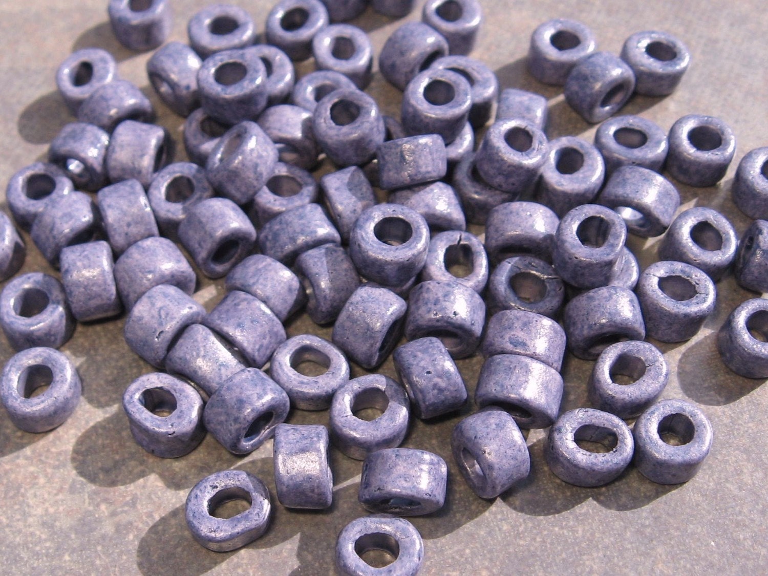 25 Lilac Mini Tubes 6x4mm Greek Ceramic Large Holed Beads