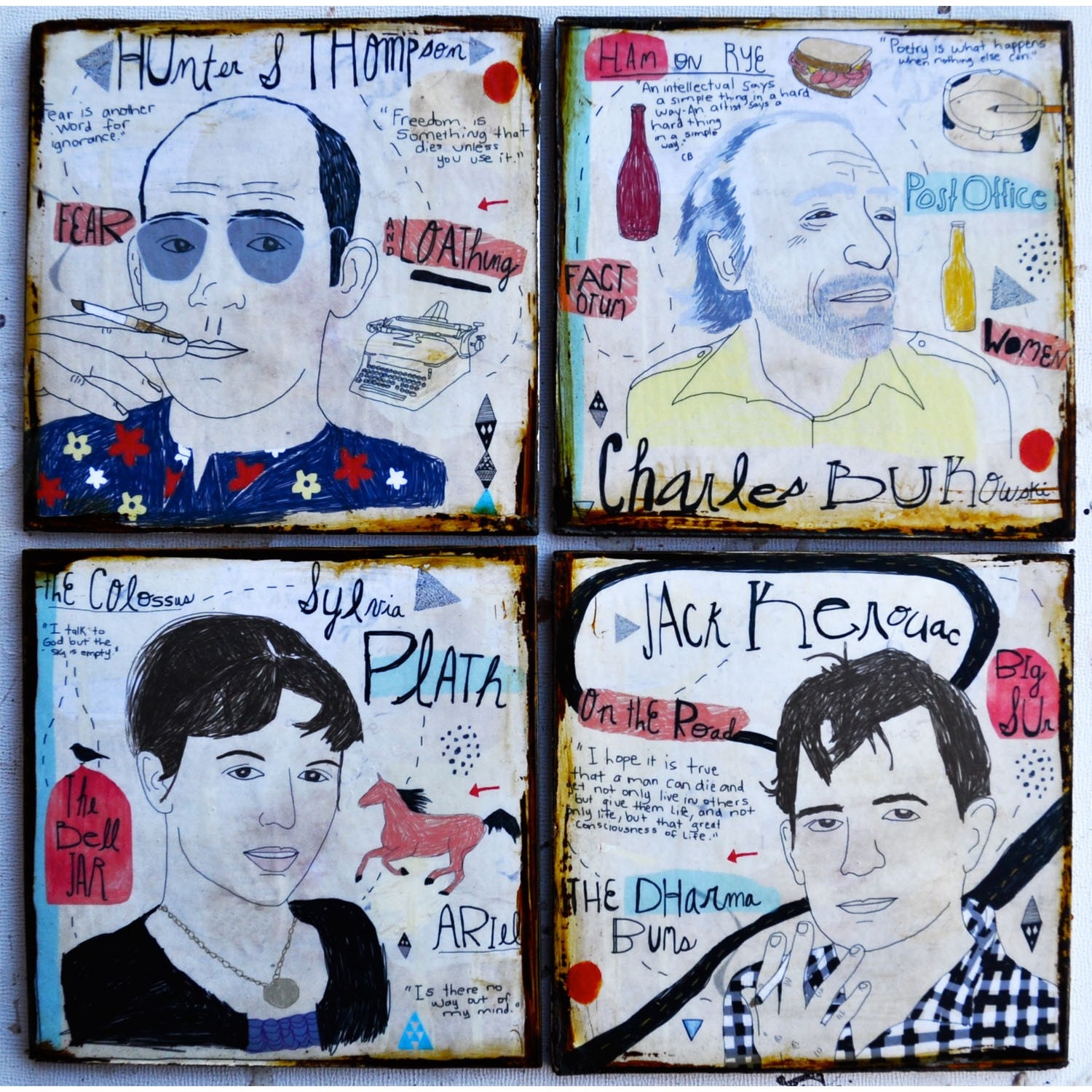 SALE Favorite Writers- Set of 4 coasters (last set of coasters)
