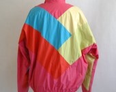 Vtg 90's Neon Pink Torstai Colorblock Anorak  S/M