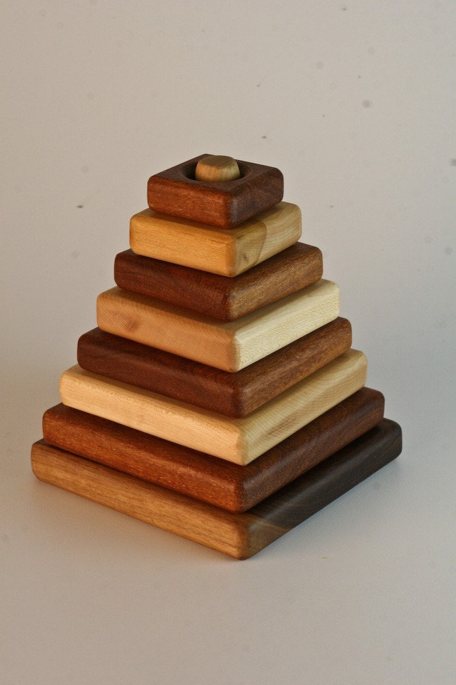 Stacking toy- 8 piece maple,walnut, and iron wood