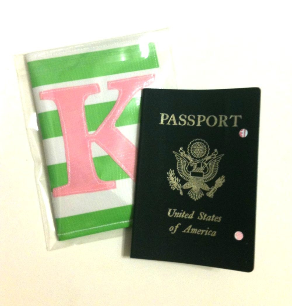 Preppy Stripe Monogrammed Passport Cover with Free Shipping via USPS Priority Mail