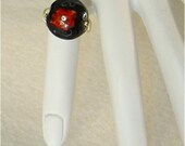 Flamenco Rose Art Glass and CZ Gold Filled Ring
