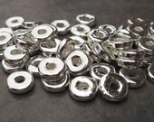 50 SILVER 8mm Round Washers - Greek Ceramic Metalized Beads