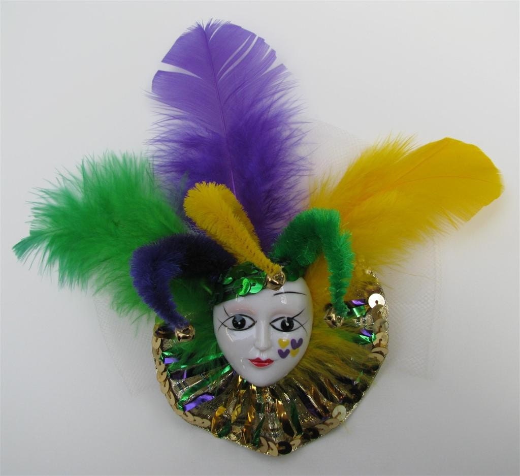 Mardi Gras Gold Jester Mask Pin