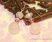 Serendipity - Genuine Rose Quartz Dangle Earrings for Women - Swarovski Crystals