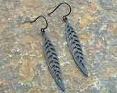 Black Skinny Leaf Earrings