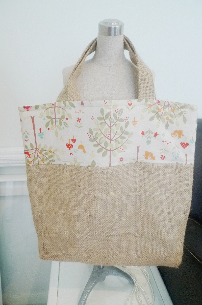 Handmade Burlap Shopping Bag Designer Tote by MyStudio on Etsy
