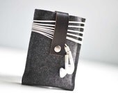 iPhone Case - Graphite Wool Felt and Black Leather