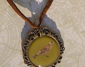 Bird necklace in Olive and Chocolate