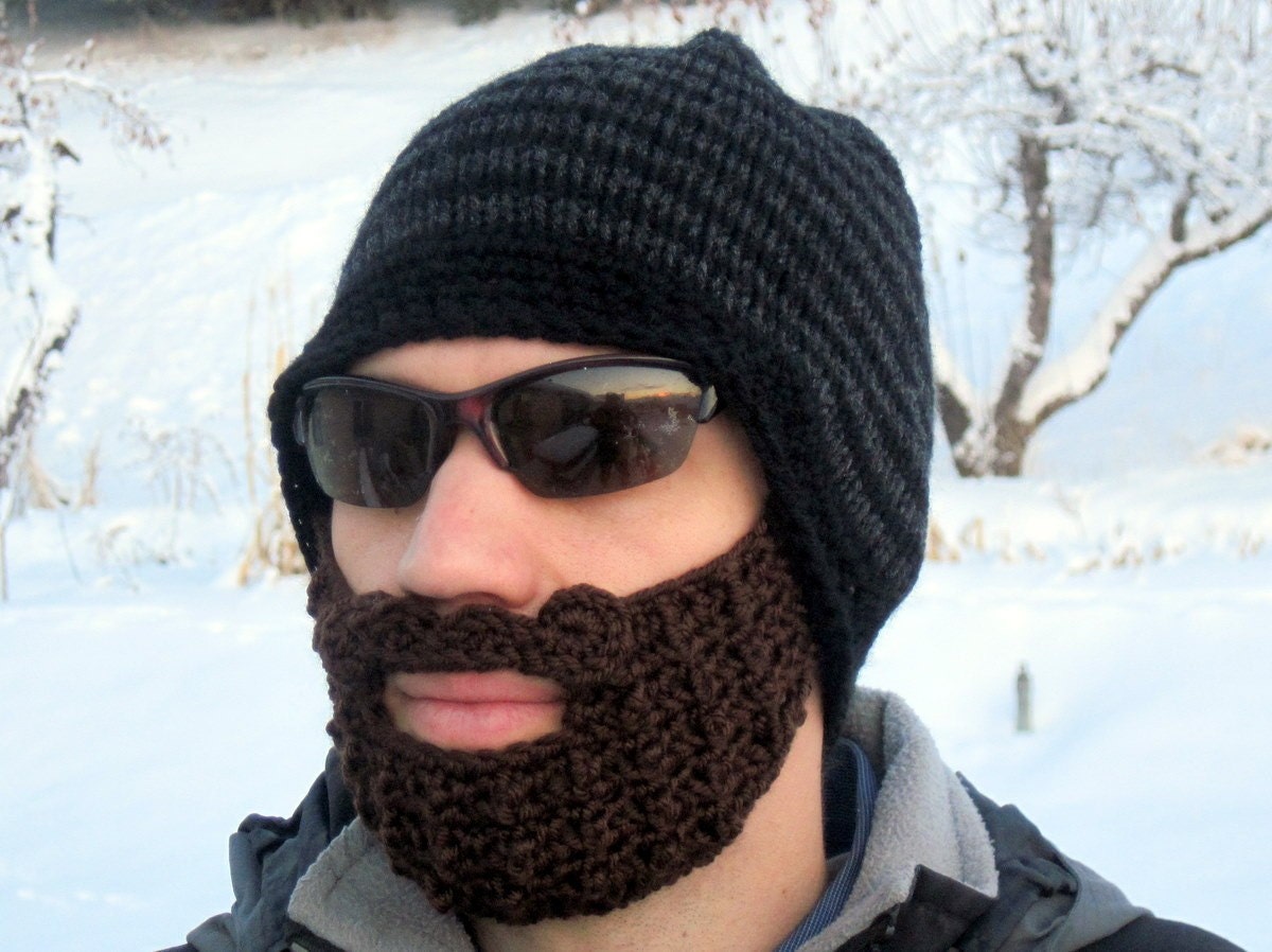 beard beanie - black and charcoal striped L/XL