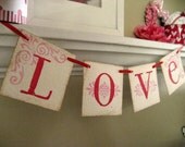 Valentine Decoration LOVE Red and Pink Banner Garland Sign