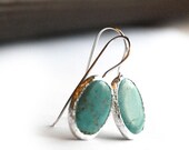 Turquoise Oval Silver Earrings