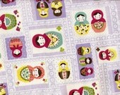 Kawaii Matryoshka Dolls with Lace Print in Purple - Japanese Cotton - EK-QS33607B