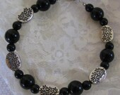 Black and Silver Flora Bracelet