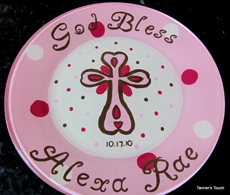 God Bless Baby Personalized Plate by Tanner's Touch