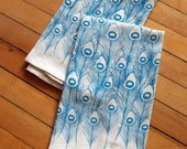 Peacock Feather Screen-Printed Dishtowels-set of 2