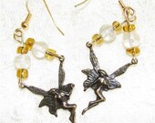 Brass Fairy and Glass Bead Earrings