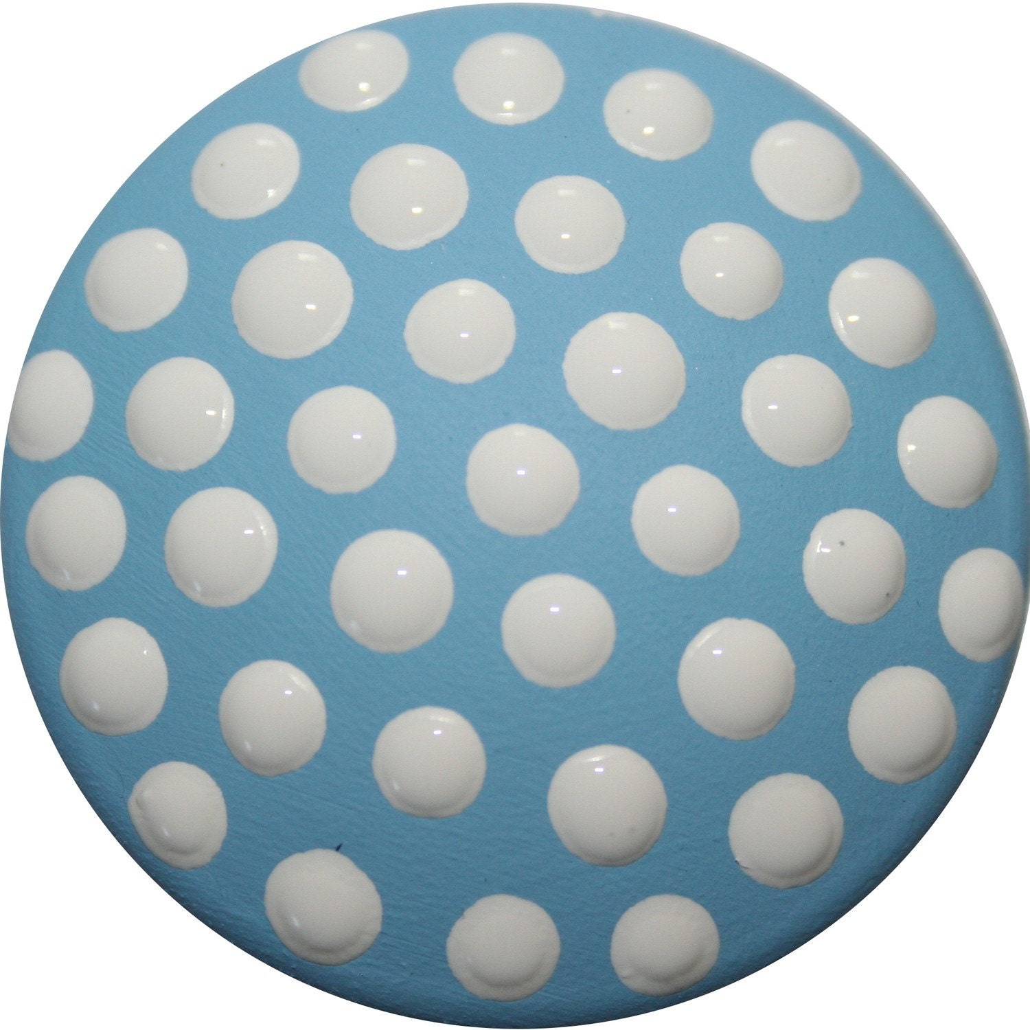 Knob Hand Painted Baby Blue with White Polka Dot